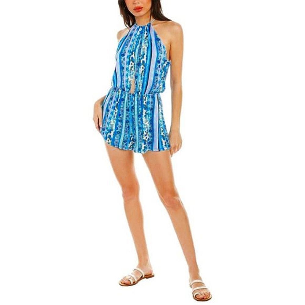 Lucky Brand Women's Blue Tribal Chic Cutout Sleeveless Romper Size Large